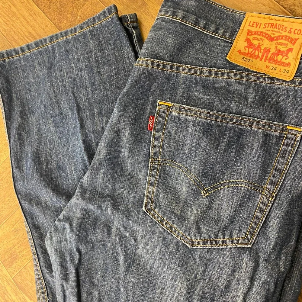Levis 527 Slim Bootcut Jeans Mens 34x34 Medium Wash Blue Denim Pants 0841‎